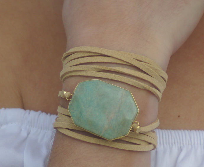 Suede Wrap Stone Bracelets | Claire de Lune Boutique